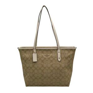 Coach Beige Monogram Signature Coated Canvas City Zip Tote Bag F58292